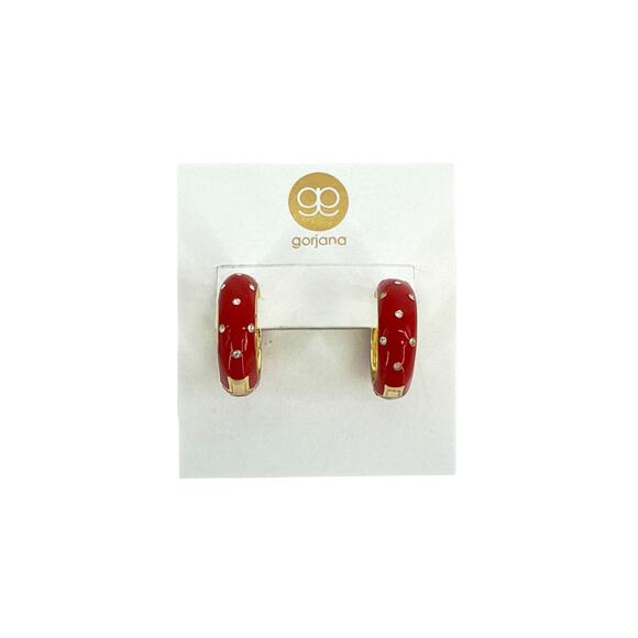 GORJANA Noel Shimmer Hoops in Gold & Red - Picture 3 of 7